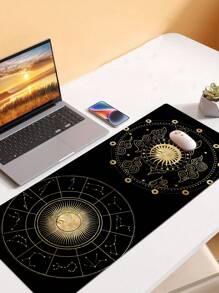 1片復古風格太陽&月亮抽象占星圖案長方形滑鼠墊 - 彩色 - 查看 2