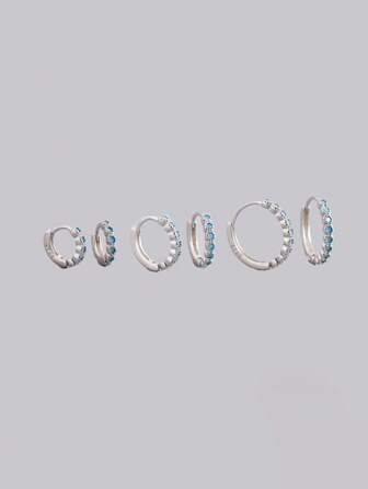 一对个性化925纯银绿松石圆形耳钉，适合女士日常佩戴