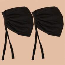 2pcs Lace Up Under Cap Solid Color Turban Cap Lightweight Elastic Head Wraps Inner Hijab Hats Beanies For Women - Multicolor - View 5