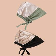 2pcs Lace Up Under Cap Solid Color Turban Cap Lightweight Elastic Head Wraps Inner Hijab Hats Beanies For Women - Multicolor - View 4