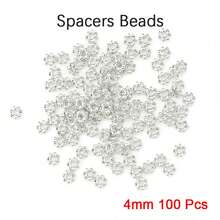 22入/300入合金珠子蓋,跳環和龍蝦扣帶鑲有鑽石球頭針,diy手鍊項鍊配件製作套件,金色/銀色 - 一包 - 查看 22