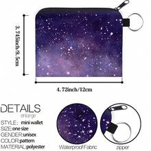1入組女孩包數字印花星空口袋多功能鑰匙卡片支架袋（適用於女孩） - 寶藍色 - 查看 2