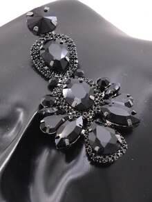 1雙9cm冬季黑色鑽石女性時尚耳環,黑色鍍槍 - 冬季槍黑色耳環 - 查看 3