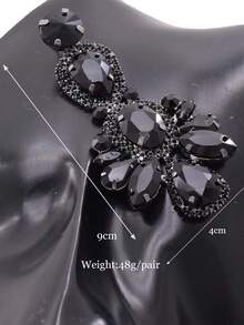 1雙9cm冬季黑色鑽石女性時尚耳環,黑色鍍槍 - 冬季槍黑色耳環 - 查看 2