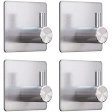 4pcs Stainless Steel Adhesive Hooks Without Drilling - Silver - View 1