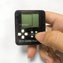 復古手提遊戲機,迷你鑰匙扣解鎖遊戲,裝飾性禮品,聖誕節禮物 - 黑色 - 查看 2