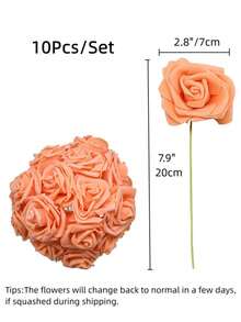 5/10/15/20/25/30pcs/Set Pink Artificial Flowers, Minimalist PS Foam Decorative Flowers, Home Decor (OPP Packaging) - Orange - View 2