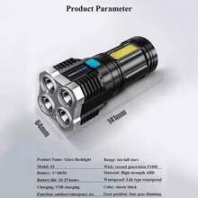 Lampara Led De Mano Recargable,linterna,mano,tactica,noctura - Negro - Ver 9