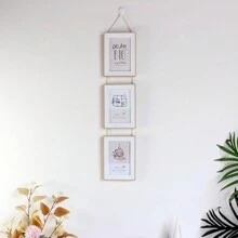 三件套竖式多照片组合壁挂相框，适用于4x6/5x7英寸照片，是客厅、卧室、家庭办公室装饰的理想之选，非常适合家庭照片和结婚照。