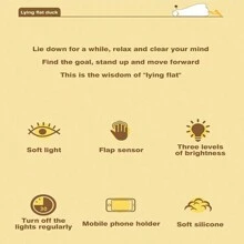 1入組可愛的鴨形夜燈,扁平鴨夜燈,可愛的矽膠鴨燈,可充電鴨子嬰兒夜燈 - 白色 - 查看 9