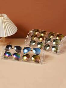 1 件亚克力可拆卸收纳架，多层太阳镜展示架，性别揭秘派对，适合生日、婚礼、派对，是送给同事、朋友和家人的完美礼物，适合返校 - 無色 - 查看 3