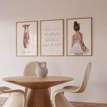 3入組芭蕾舞者畫作,包括舞蹈名言印刷、芭蕾舞者插圖、芭蕾舞裝飾、芭蕾舞者壁畫、禮物,不含畫框 - 彩色 - 查看 2