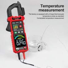 1入組HABOTEST HT205數字鉗式電表，6000計數智能萬用表，600A直流/交流電壓電流電阻電容頻率溫度二極管 - 紅色 - 查看 9