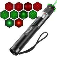 Gearbrite 大功率手持手電筒帶充電-長距離可充電綠色和紅色光束手電筒,可調焦點適用於夜晚天文學,戶外露營,打獵,和遠足 - 黑色 - 查看 1