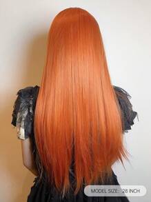 Black Long Straight Wigs For Women, Natural Black Synthetic Wigs With Bangs, Elegant Beautiful Natural Looking Heat Resistant Synthetic Wig Daily Party Use - 黃色 - 查看 8