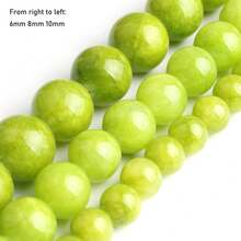 天然石頭玉多色翡翠霞石晶方解石時尚圓形鬆散間隔珠子,供diy珠寶製作使用,適用於女士手鍊項鍊耳環 - 彩色 - 查看 17