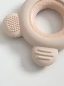 1PC Baby Silicone Wooden Teether Ring Cute Bear Infant Nursing Teething Toys Newborn Health Care Chewing Toy Baby Accessories