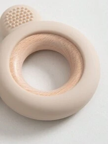 1PC Baby Silicone Wooden Teether Ring Cute Bear Infant Nursing Teething Toys Newborn Health Care Chewing Toy Baby Accessories