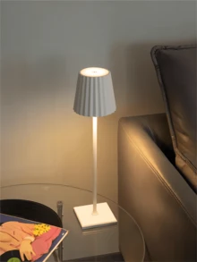 1pc LED Simple Modern Decorative Tall Table Lamp, Bedroom Bedside Touch Switch Table Light, USB Charging Night Light, Nightstand Table Lamp For Bedroom Coffee Table - White - View 5