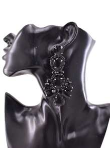 1雙9cm冬季黑色鑽石女性時尚耳環,黑色鍍槍 - 冬季槍黑色耳環 - 查看 6