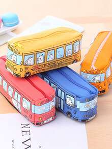 随机大容量创意个性化趣味大眼睛铅笔盒韩版拉链大容量帆布文具收纳袋，可爱小众铅笔盒文具盒儿童六一节礼物 - 彩色 - 查看 1