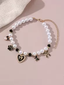 1 件中小型寵物愛爪蝴蝶結吊墜珍珠吊墜寵物項鍊配件 - 查看 3