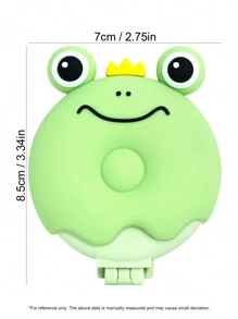 1 件迷你折叠镜梳，可爱青蛙造型气垫梳，圆形小镜子，小梳子，方便携带，女孩头部护理礼物，适合柔软发质。 - 綠色 - 查看 2