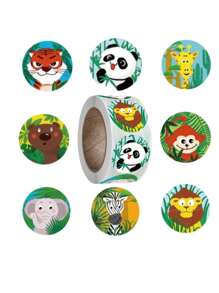 500 張/卷兒童卡通貼紙,帶有各種可愛的動畫動物圖案 - 教師和學生獎勵貼紙 - 非常適合鼓勵,也可用於包裝和密封 - 銅色 - 查看 2