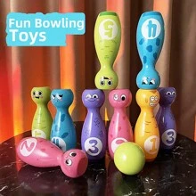 Conjunto De Brinquedo De Boliche De Pvc Para Crianças De 5 Polegadas, 10 Garrafas E 2 Bolas, Empilhamento Que Encoraja A Criatividade E A Coordenação