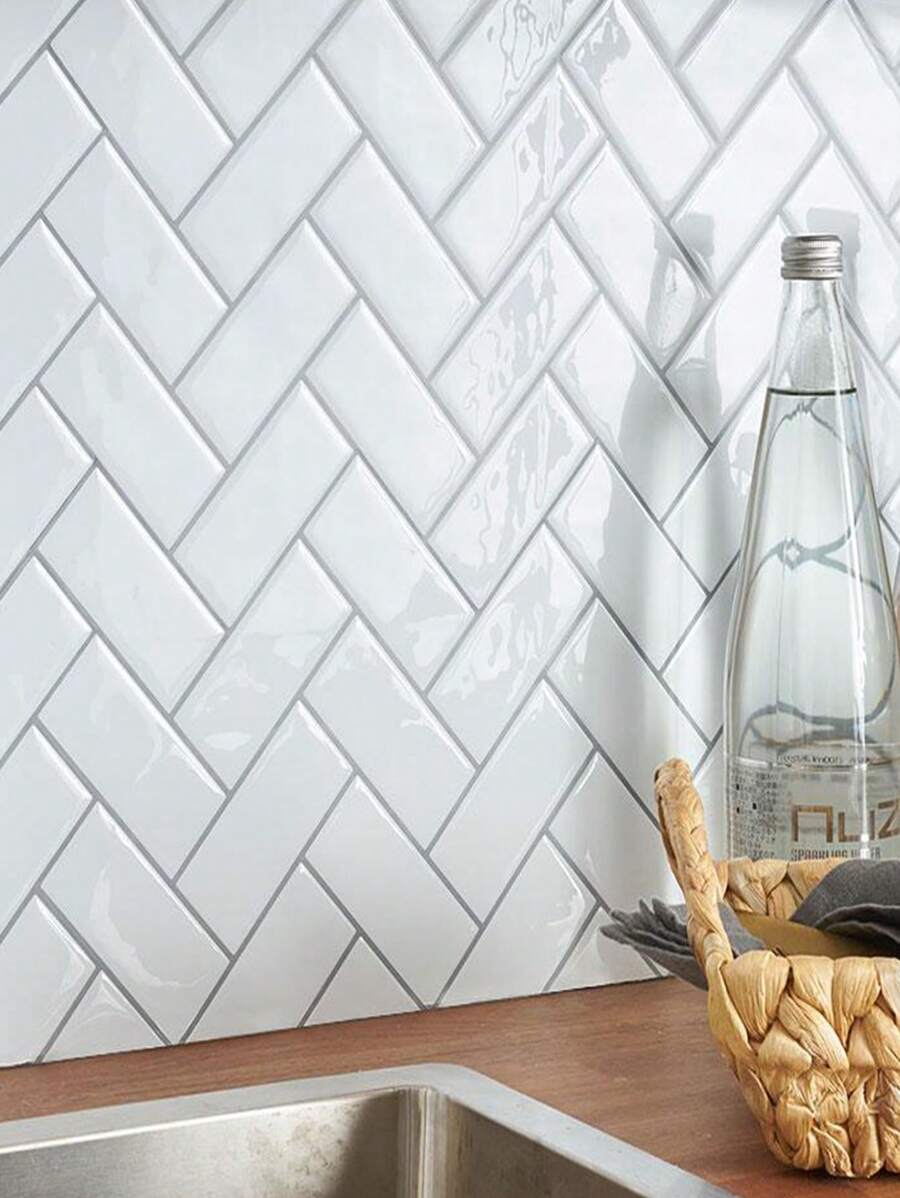 4 Sheets/10 Sheets/20 Sheets Peel And Stick Backsplash Tile Herringbone