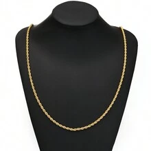 不褪色時尚百搭精美22k金鏈項鍊,完美適合新娘 - 麻花 - 查看 1