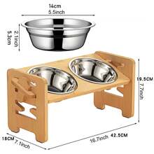 1pc Wooden Pet Dining Table Food Bowl Rack Wooden Dog Food Bowl Rack Pet Bowl Rack Cat And Dog Food Bowl Pet Feeding Rack - View 2