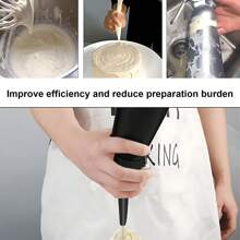 鋁製打奶油器,500毫升不銹鋼奶油打蛋器,適用於餐廳使用,耐用性高 - 黑色 - 查看 3