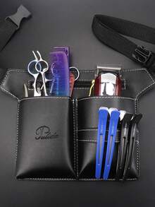 美髮師剪刀包理髮剪刀包專業美髮工具腰包帶腰帶,美髮沙龍剪刀收納腰包供髮型師使用 - 黑色 - 查看 3