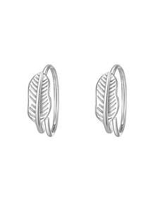 1 Pair Sterling Silver Mori Style Leaf Hook Earrings - Silver - View 7