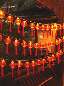 1個流蘇紅燈籠串1.5米/4.9英尺中式新年裝飾庭院裝飾商場裝飾 - 紅色 - 查看 1