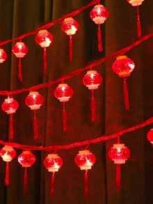 1個流蘇紅燈籠串1.5米/4.9英尺中式新年裝飾庭院裝飾商場裝飾 - 紅色 - 查看 3