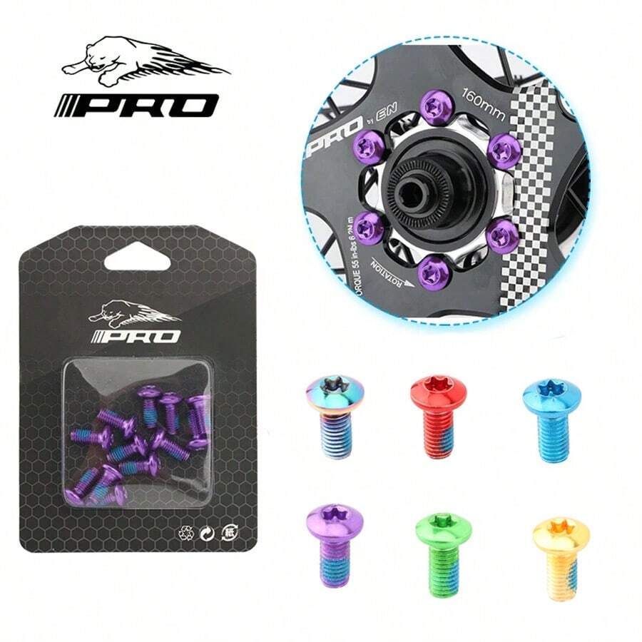 IIIPRO 12PCS M5*11.5MM MTB Disc Brake Rotor Fixing Screw T25 Color Alloy Steel Disc Brake Screw Bicycle Accessories - Multicolor - View 1