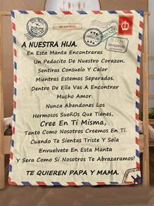 1床單層法蘭絨毛毯,家長給孩子的信,柔軟舒適的沙發毛毯,個性化禮物毛毯 - 彩色 - 查看 2