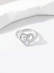 1 cái Đúng mốt Và Đơn giản Tim 26 Lá thư Nhẫn Có thể điều chỉnh Của phụ nữ Cuộc sống hàng ngày - Bạc - Xem 4