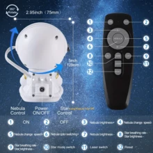 1PC Astronaut Star Projector - For Milky Way Projector Light, Remote Control Astronaut Nightlight Timer, For Game Room, Home Theater, Adult, Birthday, Valentine's Day, Christmas Decoration Bedroom Decorative Aesthetics - White - View 9