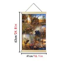 1 件鄉村風景,麋鹿和黑熊,農舍,帶框懸掛帆布畫,印刷懸掛畫,家居裝飾帆布畫,客廳,復古牆壁藝術牆壁裝飾,家居裝飾,房間裝飾,可直接懸掛 - 彩色列印 - 查看 2