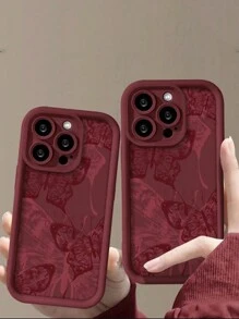 1pc Anti-Fall Butterfly Print Spray Painting Phone Case Compatible With IPhone