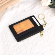 Organizador de tarjetas de moda simple y mini, portátil y lindo, monedero con llavero multifuncional con cremallera para almacenar tarjetas y lápices labiales, ligero y elegante, regalo de aniversario o cumpleaños para hombres y mujeres, billetera con soporte para tarjetas de visita, tarjetas de crédito e identificación