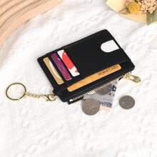 Organizador de tarjetas de moda simple y mini, portátil y lindo, monedero con llavero multifuncional con cremallera para almacenar tarjetas y lápices labiales, ligero y elegante, regalo de aniversario o cumpleaños para hombres y mujeres, billetera con soporte para tarjetas de visita, tarjetas de crédito e identificación