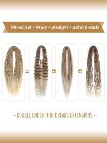 24" 3 In 1 Mixed Double Ended Dreadlock Extensions 15 Strands Handmade Synthetic DE Dreadlock Extensions Sets Hippie Dreadlock Style For Woman