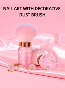 瓦斯罐主題指甲刷、塵刷、液刷,附水晶蘑菇粉刷和單色彩水晶粉刷和胭脂化妝工具,便攜式指甲刷 - 粉色 - 查看 1