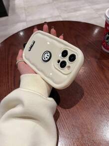 Apple 1 件独特笑脸和字母图案创意 DIY 柔软硅胶防滑防震手机壳 + 1 件时尚腕带挂绳 - 彩色 - 查看 4