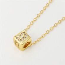 A Fashionable And Versatile Women's Pendant Necklace With 26 English Letters Copper Plated Gold Micro Inlay Zirconia Three-Dimensional Dice Block Assembly Pendant Collarbone Chain - Gold - View 30