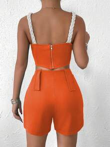 Conjunto Feminino, 2 Peças, Delicado, Moderno, Elegante, Social, Casual, Nova Coleção Envio Nacional, ADD MODA FEMININA EIRELI - Laranja - Visão 3